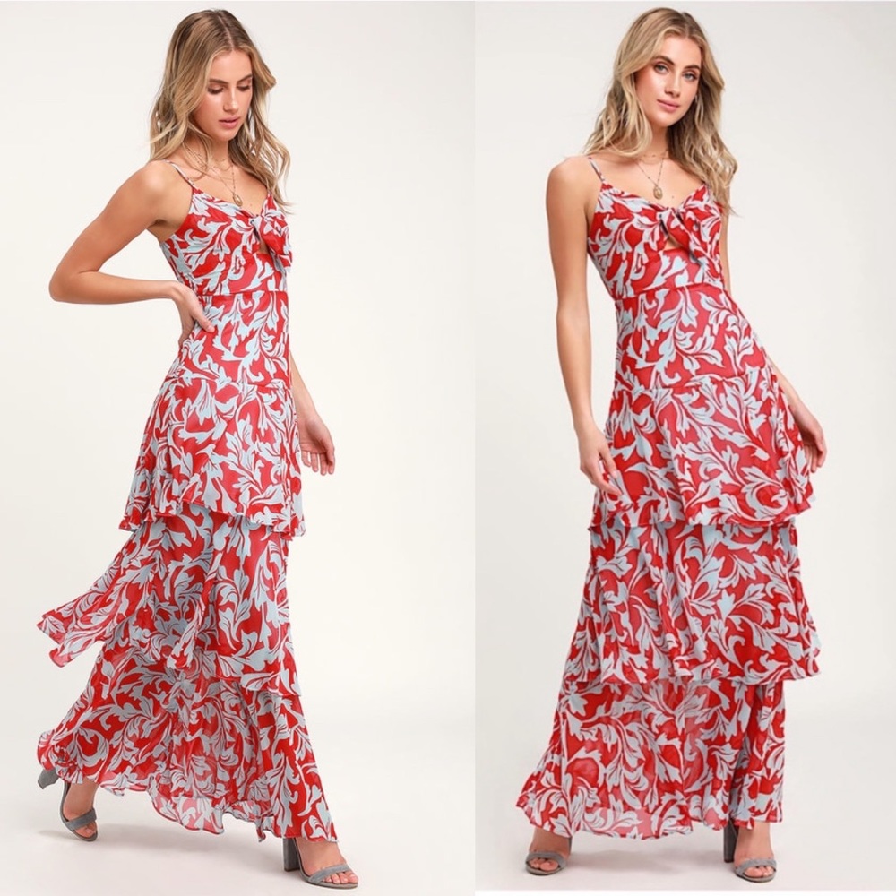 Lulu’s Saturday Sunrise Floral Tiered Maxi Dress